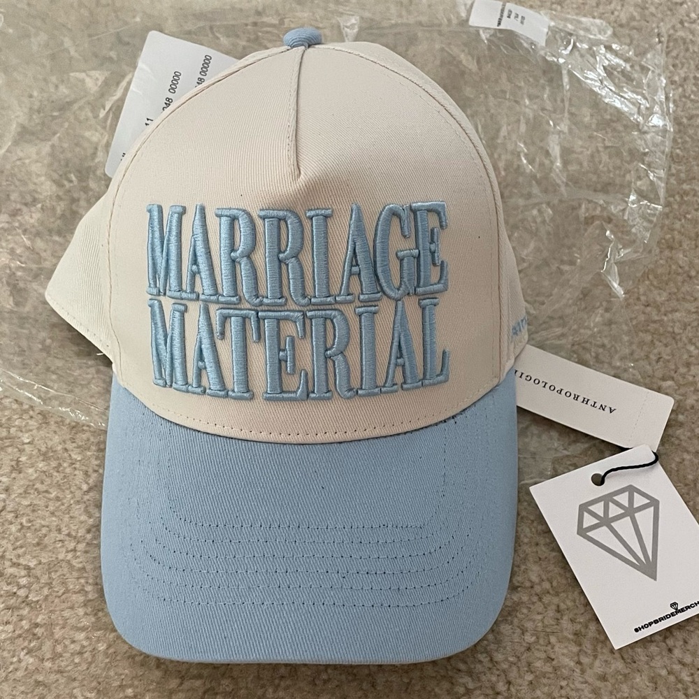 Anthropologie Blue and Cream Cap